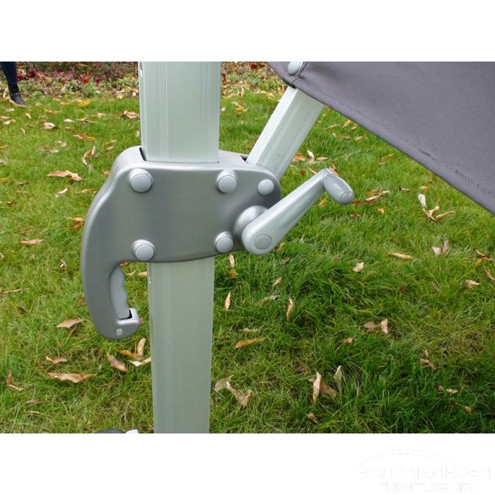 Deluxe 3m Square LED Cantilever Parasol In Grey