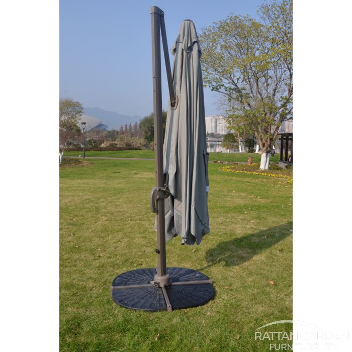 Deluxe 3m Square LED Cantilever Parasol In Grey