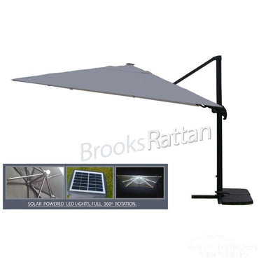 Deluxe Roma Strip LED 3m Square Cantilever Parasol In Grey
