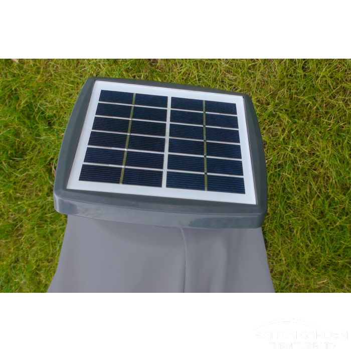 Deluxe Roma Strip LED 3m Square Cantilever Parasol In Grey