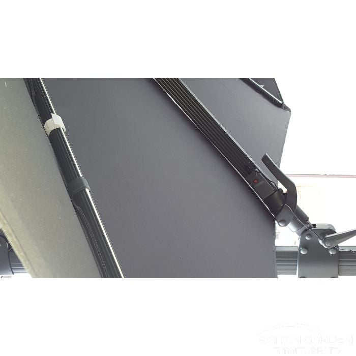 Deluxe Roma Strip LED 3m Square Cantilever Parasol In Grey