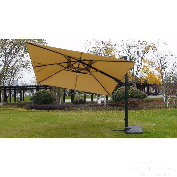 Deluxe Roma Strip LED 3m Square Cantilever Parasol In Cream