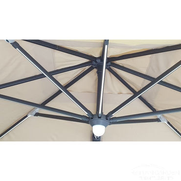 Deluxe Roma Strip LED 3m Square Cantilever Parasol In Cream