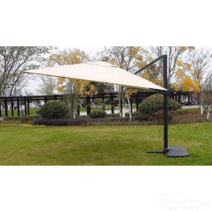 Deluxe Roma Strip LED 3m Square Cantilever Parasol In Cream