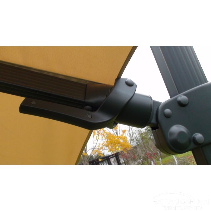 Deluxe Roma Strip LED 3m Square Cantilever Parasol In Cream