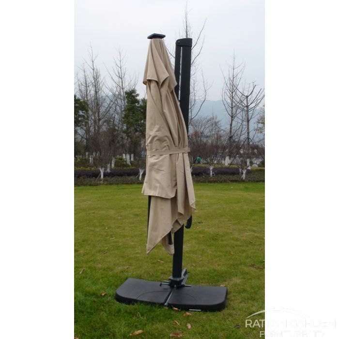 Deluxe Roma Strip LED 3m Square Cantilever Parasol In Cream