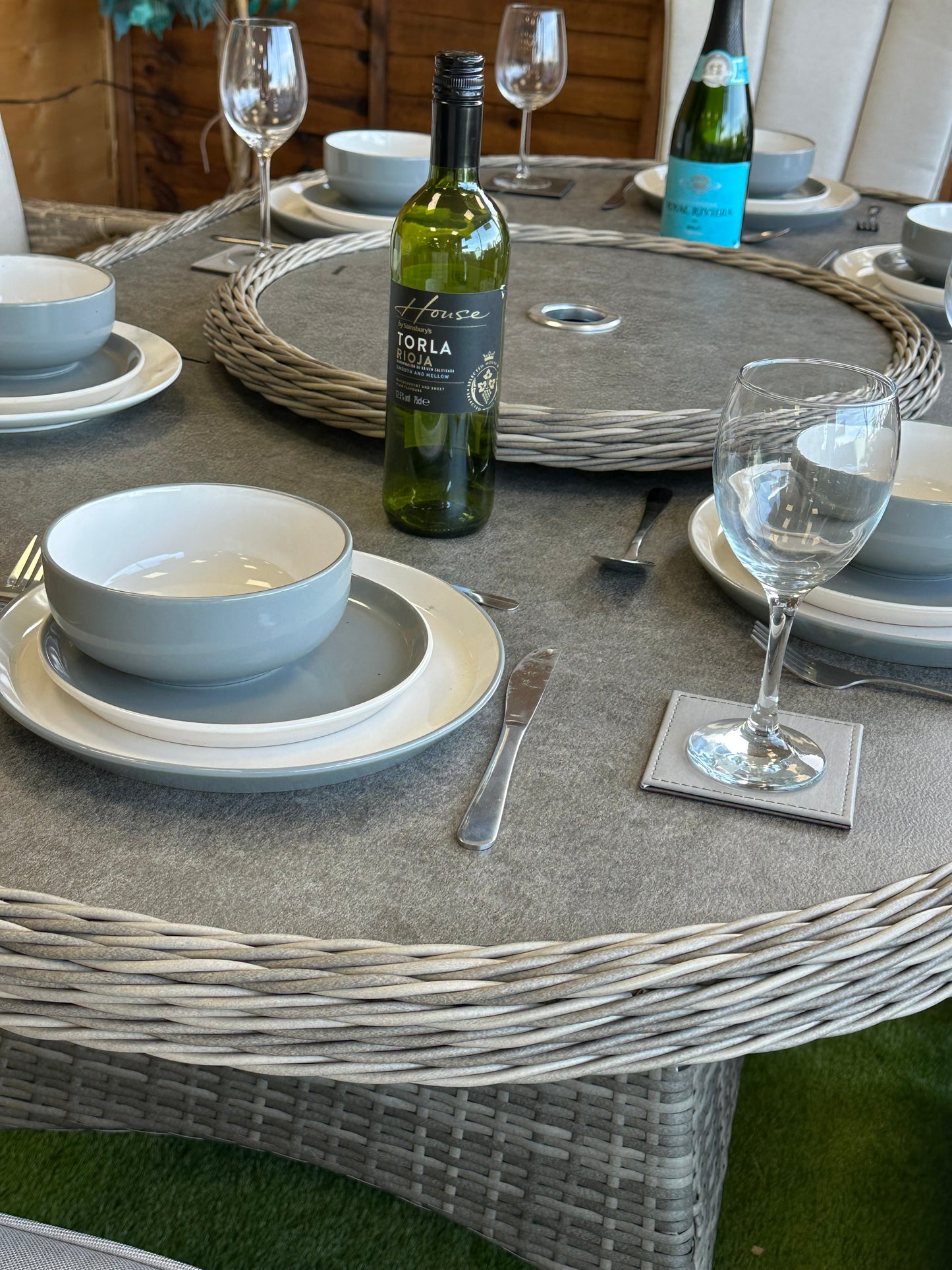 Rattan Champagne Tokyo 6 Seater Oval Dining Set