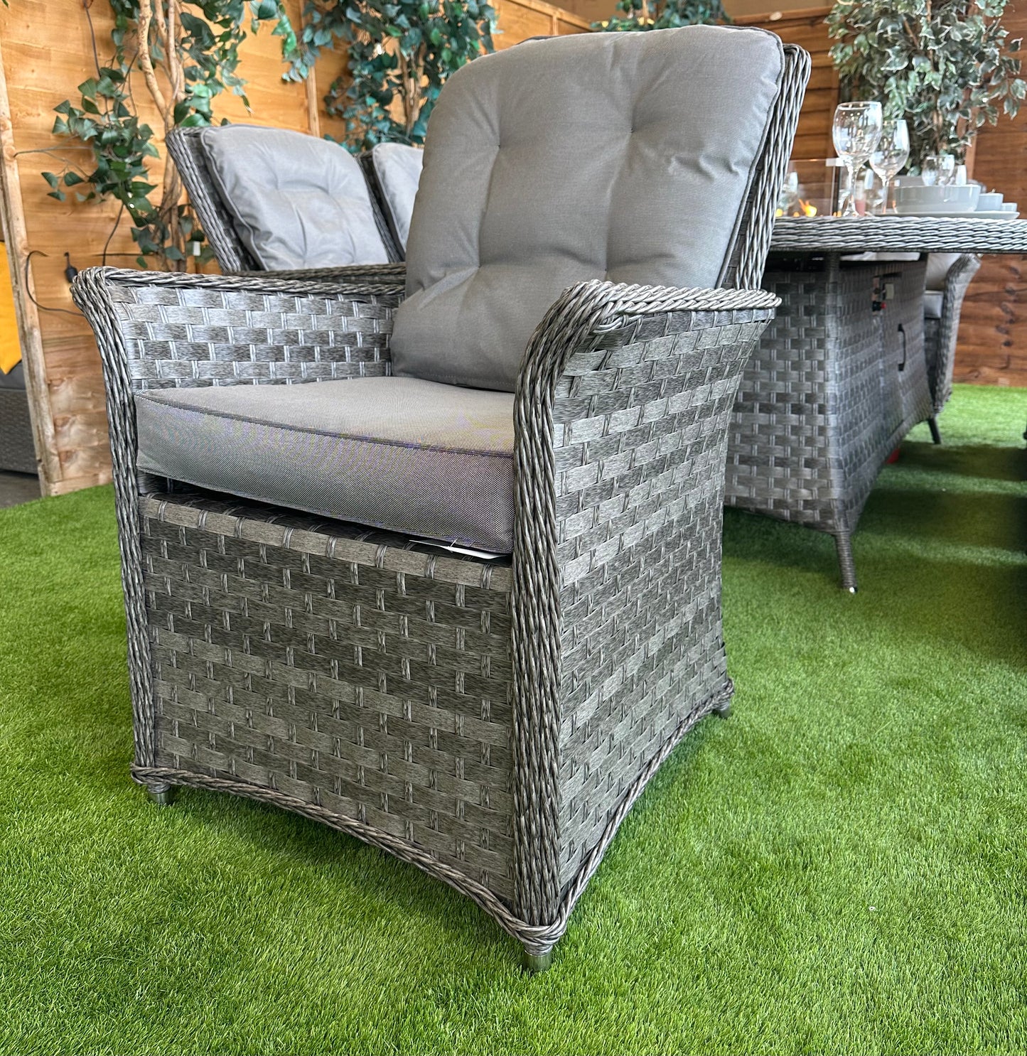 Serena Rattan Cologne 8 Seater Oval Fire Pit Dining Set