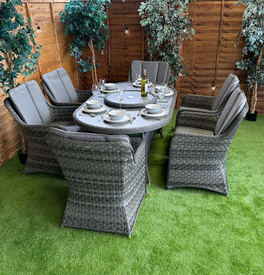 Serena Rattan Vienna 6 Seater Oval Dining Set