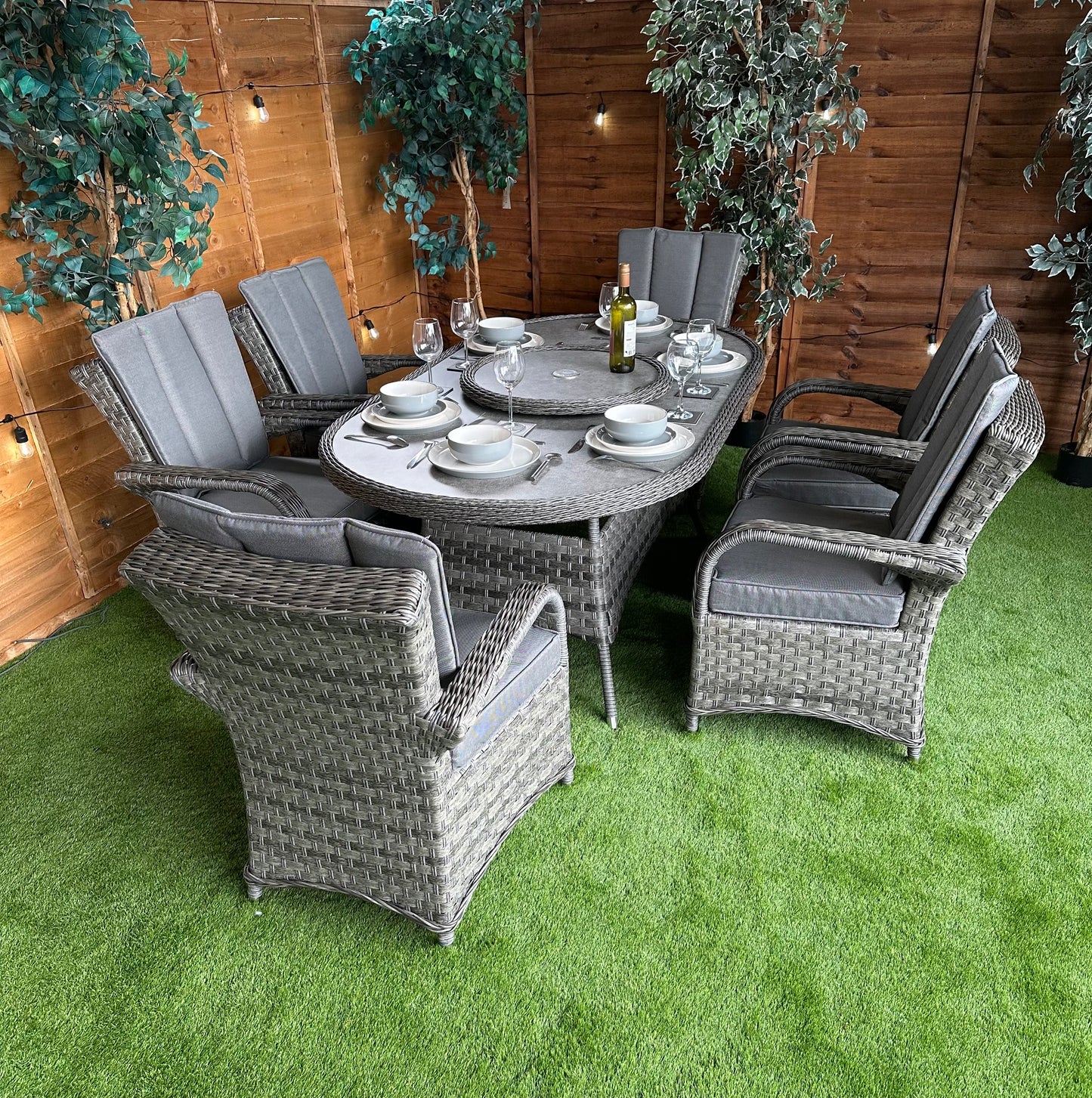 Serena Rattan Tokyo 6 Seater Oval Dining Set