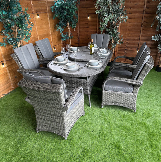 Serena Rattan Tokyo 6 Seater Oval Dining Set