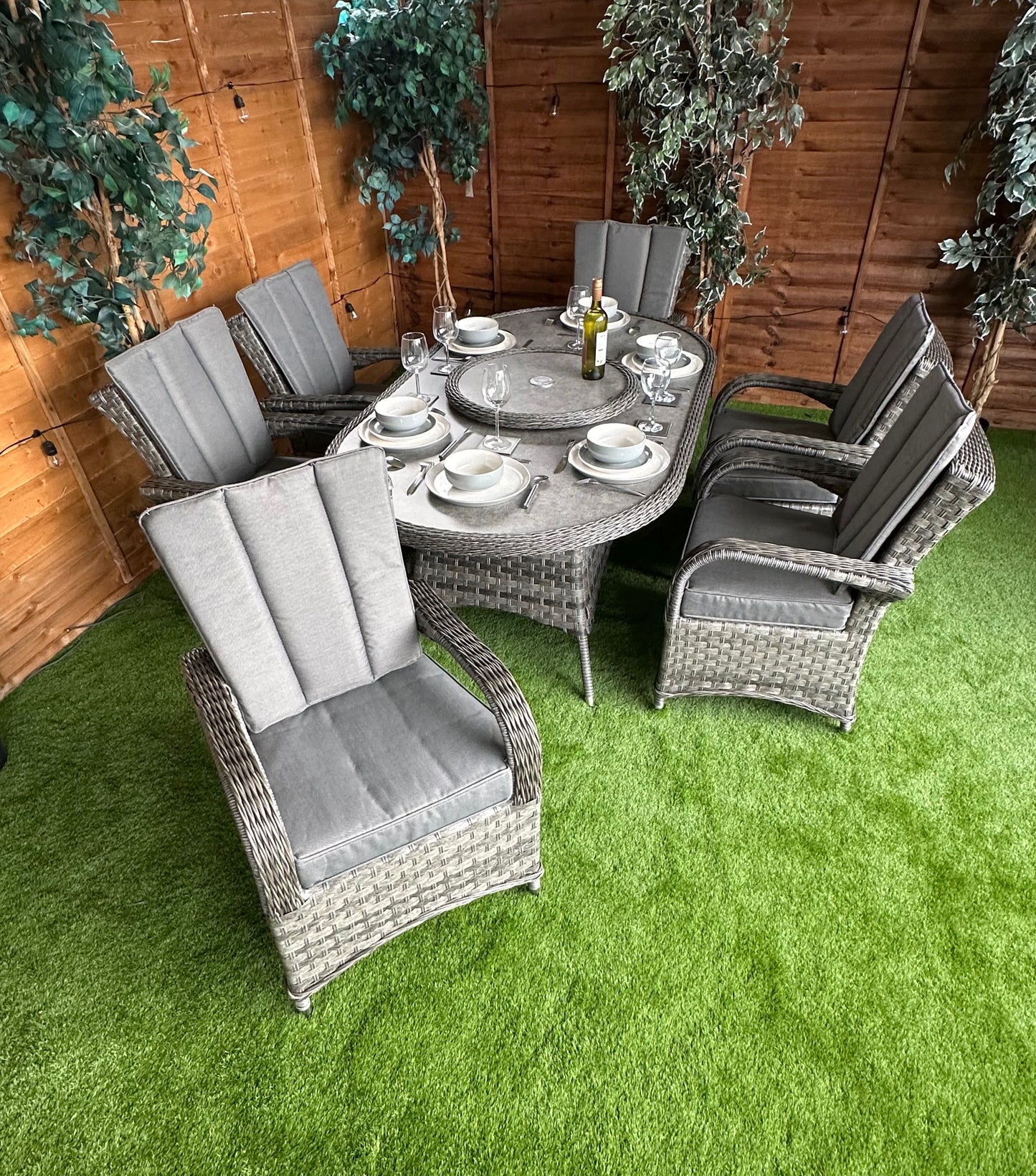 Serena Rattan Tokyo 6 Seater Oval Dining Set