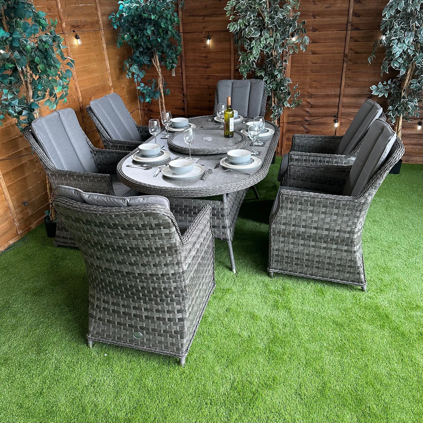 Serena Rattan Paris 6 Seater Oval Dining Set