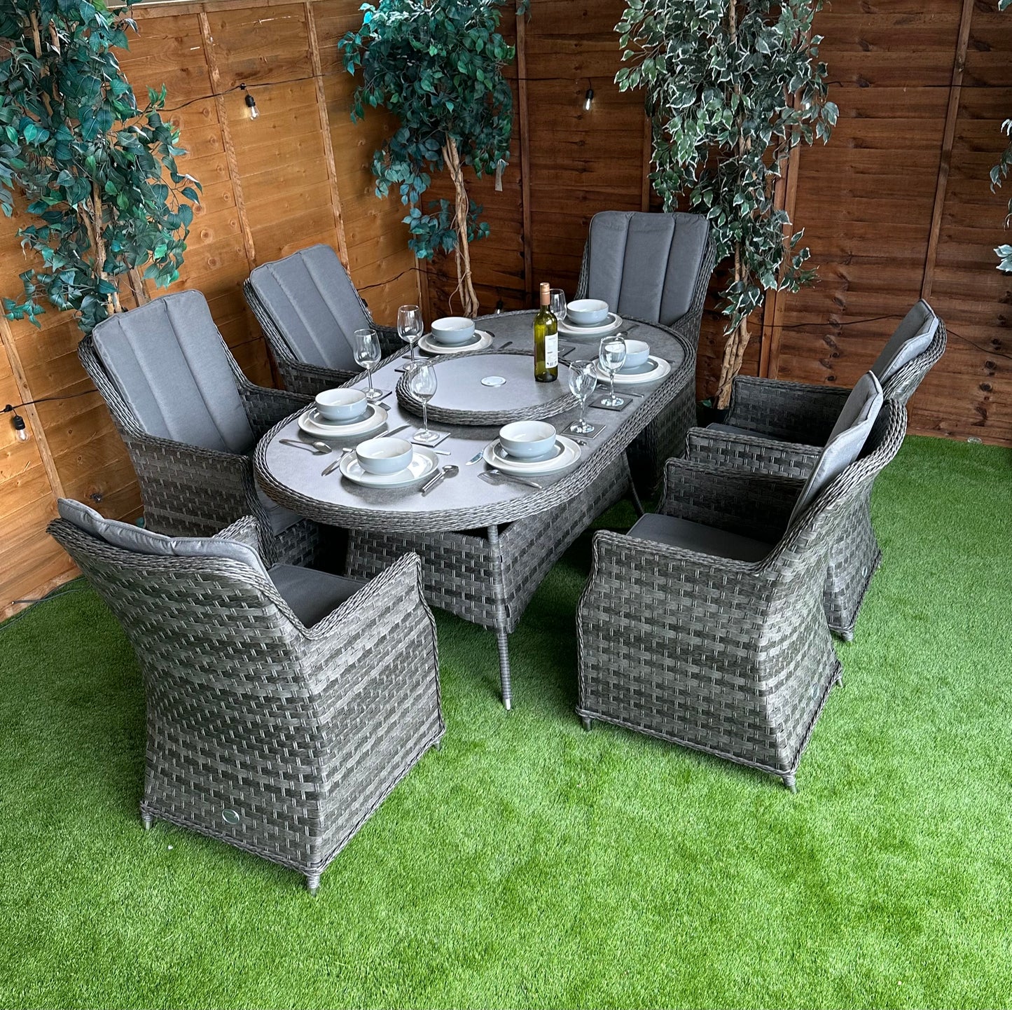 Serena Rattan Paris 6 Seater Oval Dining Set