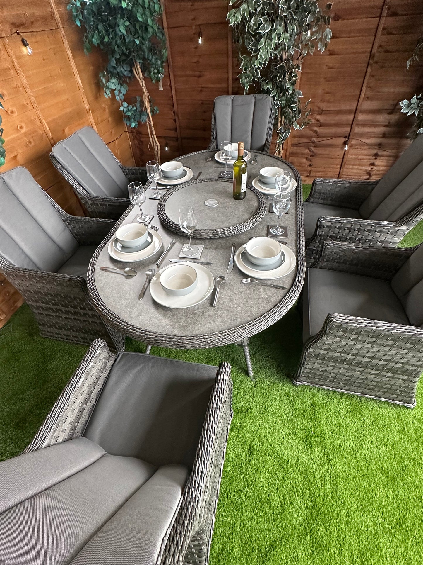 Serena Rattan Paris 6 Seater Oval Dining Set