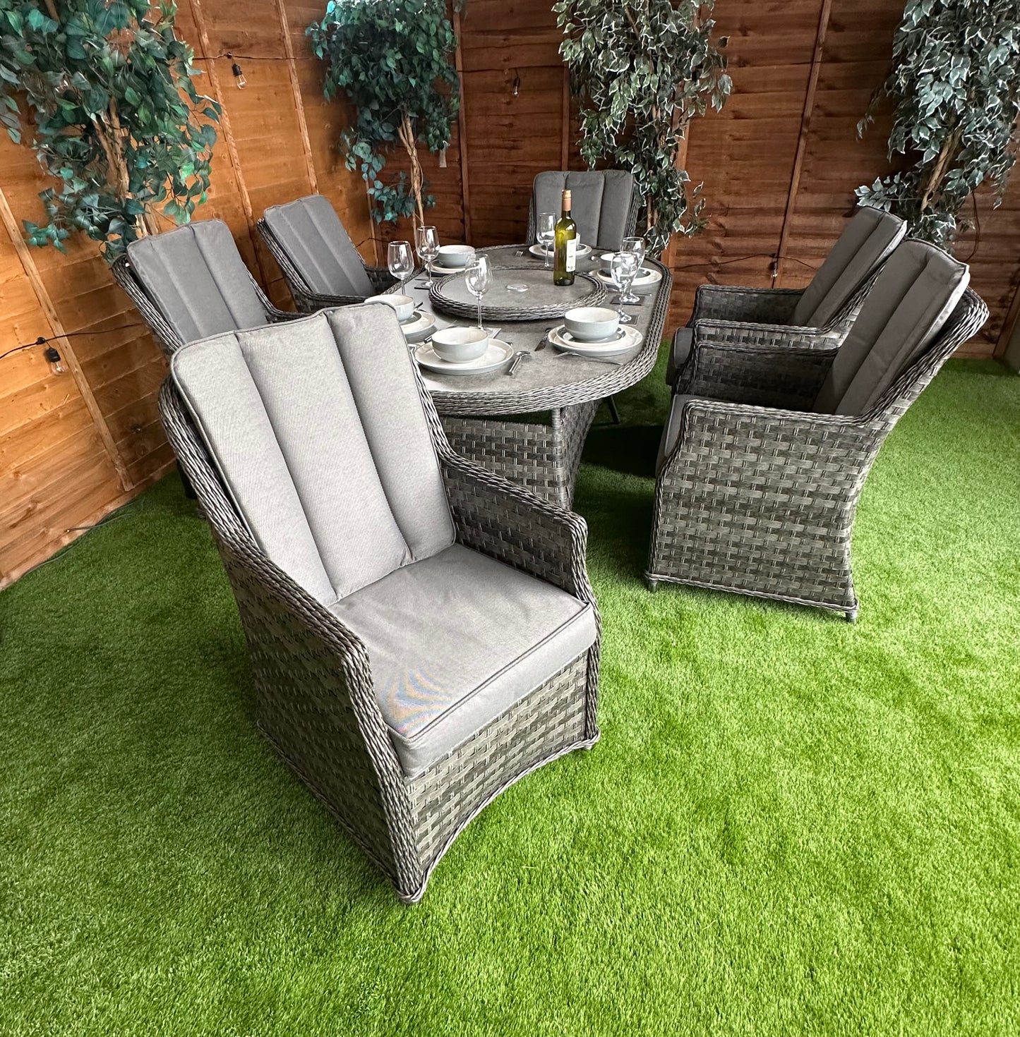 Serena Rattan Paris 6 Seater Oval Dining Set
