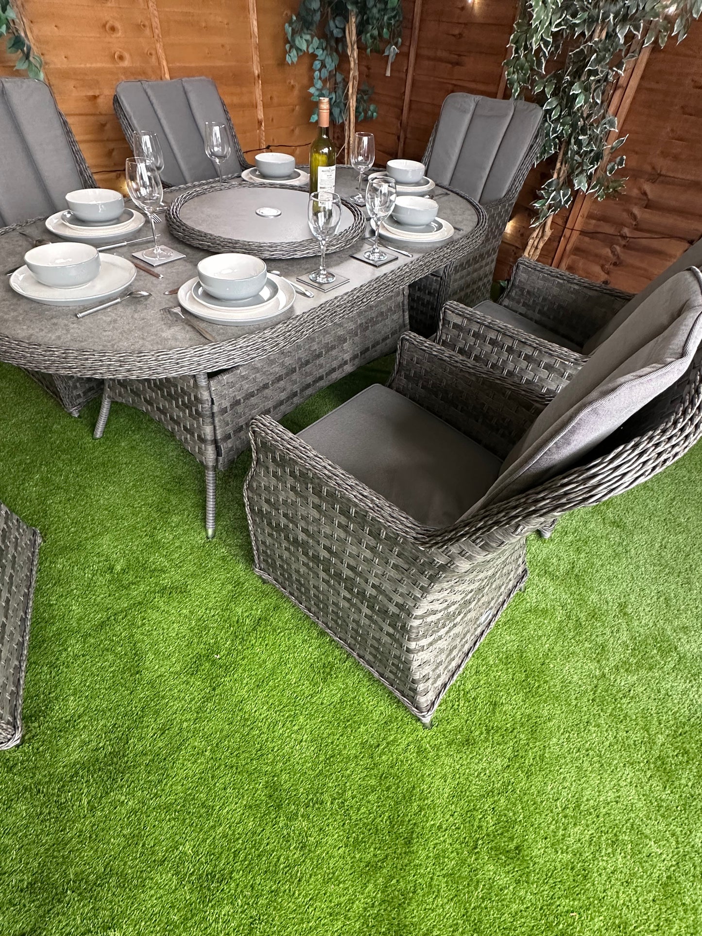 Serena Rattan Paris 6 Seater Oval Dining Set
