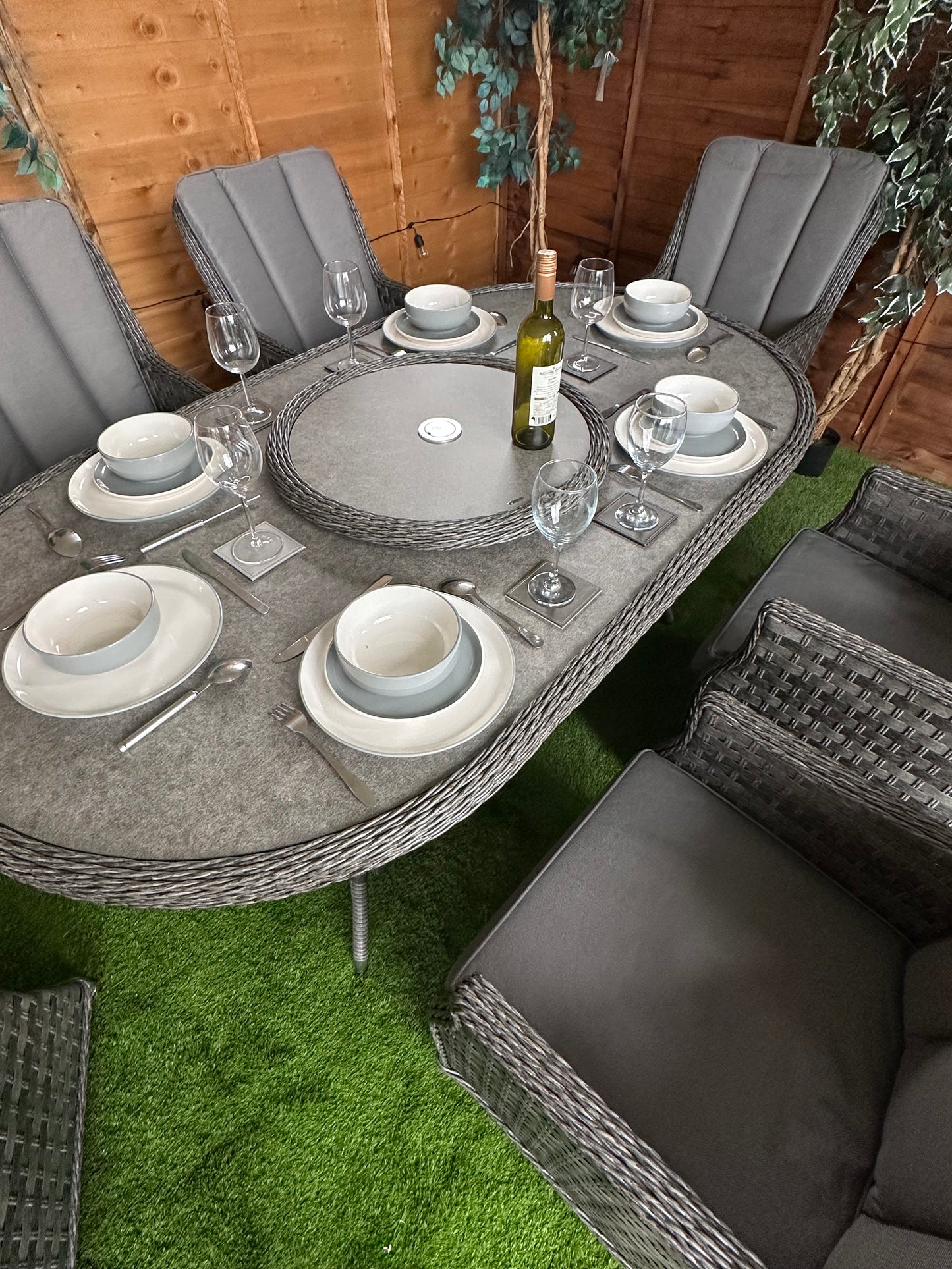 Serena Rattan Paris 6 Seater Oval Dining Set