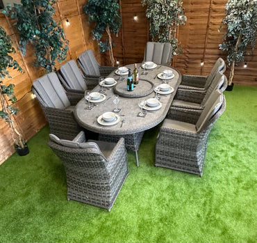 Serena Rattan Paris 8 Seater Oval Dining Set