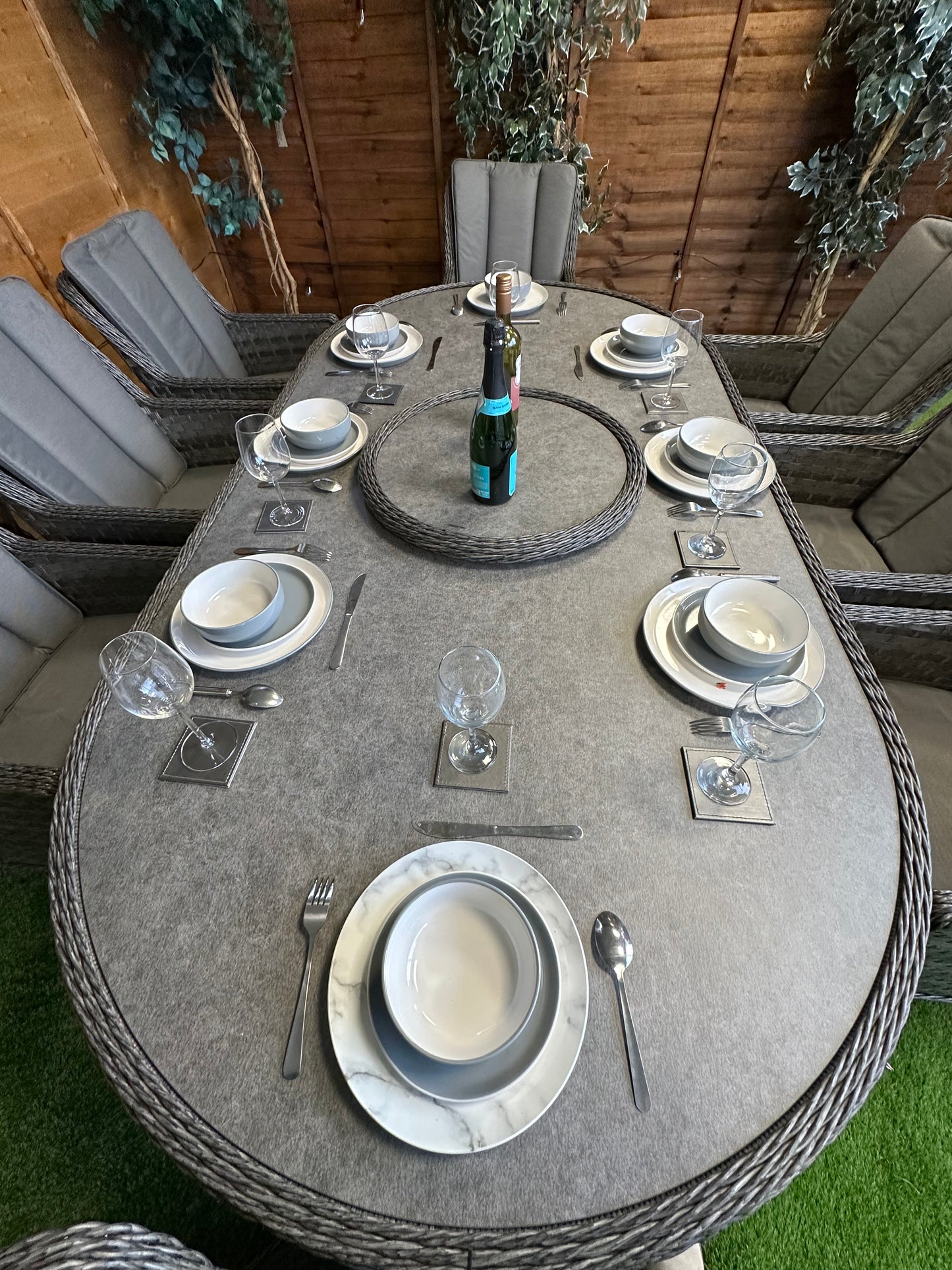 Rattan Serena Paris 8 Seater Oval Dining Set
