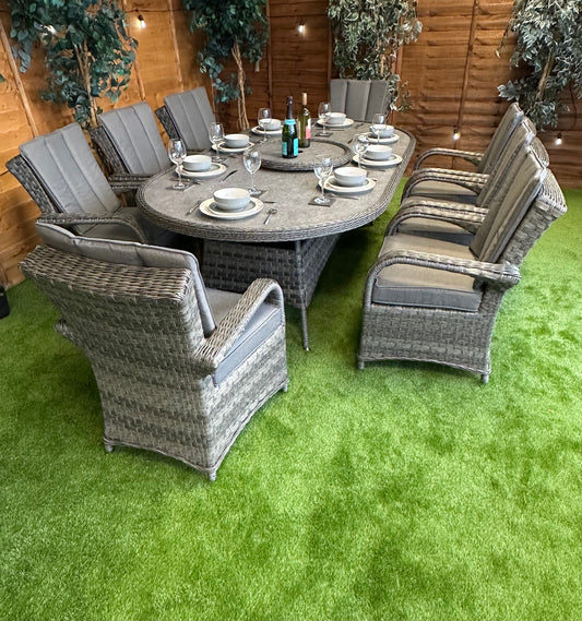 Serena Rattan Tokyo 8 Seater Oval Dining Set
