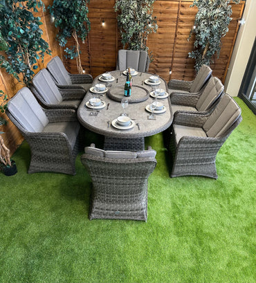 Serena Rattan Vienna 8 Seater Oval Dining Set