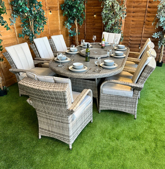 Rattan Champagne Tokyo 8 Seater Oval Dining Set