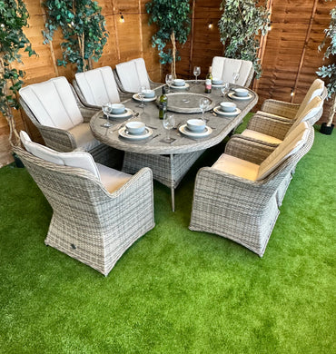 Champagne Rattan Vienna 8 Seater Oval Dining Set