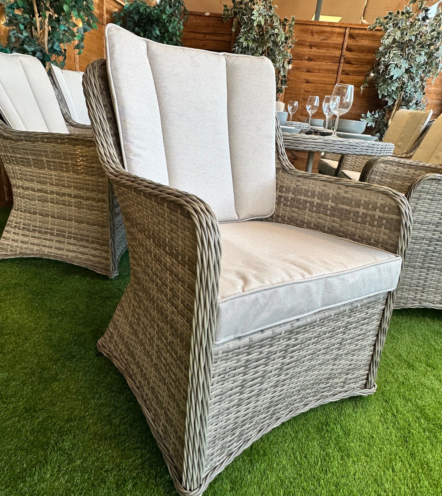 Champagne Rattan Vienna 8 Seater Oval Dining Set