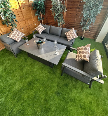 Deluxe Aluminium 5 Seat 4 Seat Piece  Sofa Set with Grey Rising Table