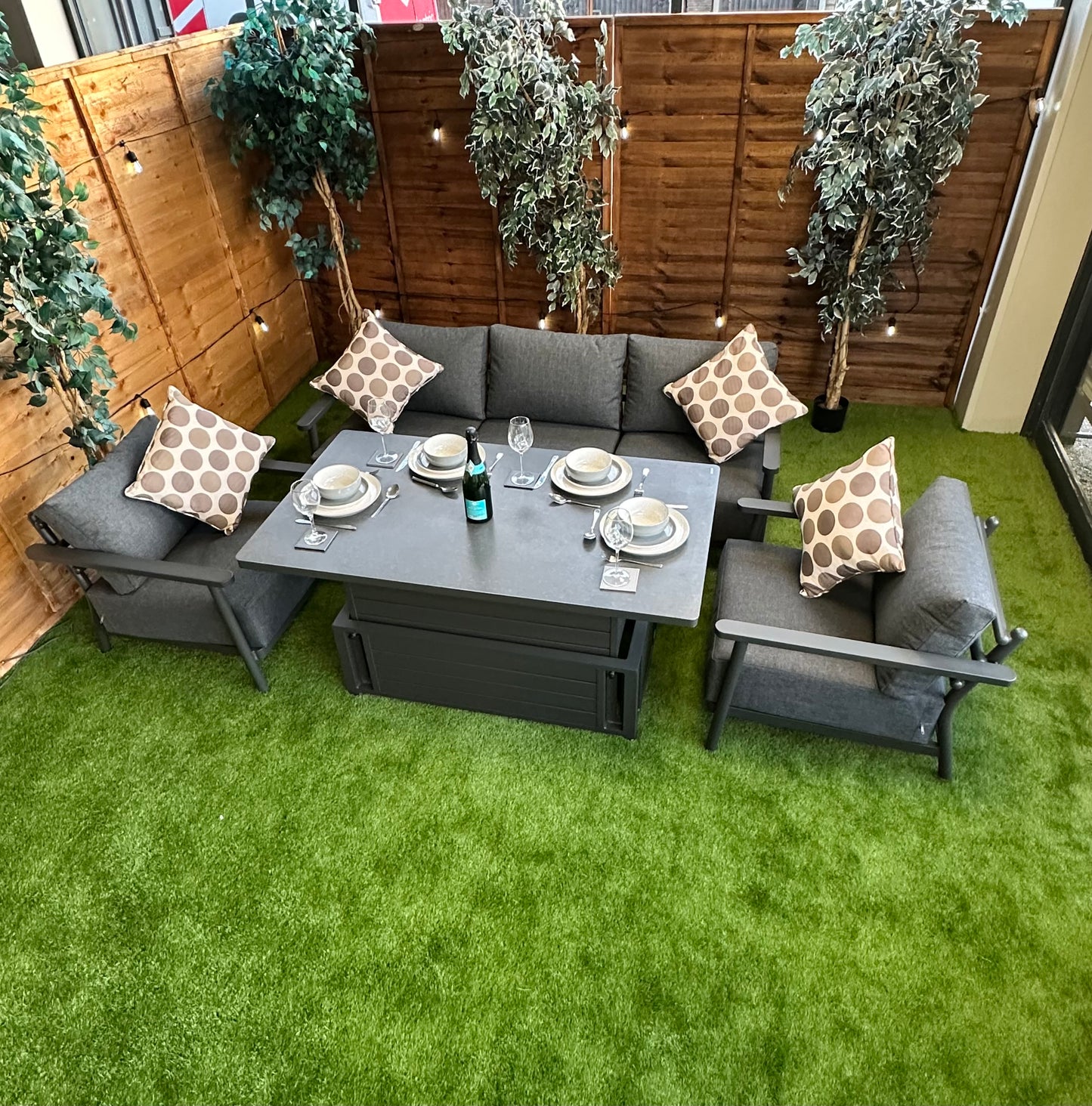 Deluxe Aluminium 5 Seat 4 Seat Piece  Sofa Set with Grey Rising Table