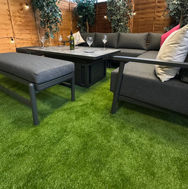 Deluxe Aluminium 9 Seat Sofa Set with Patterned Rising Table