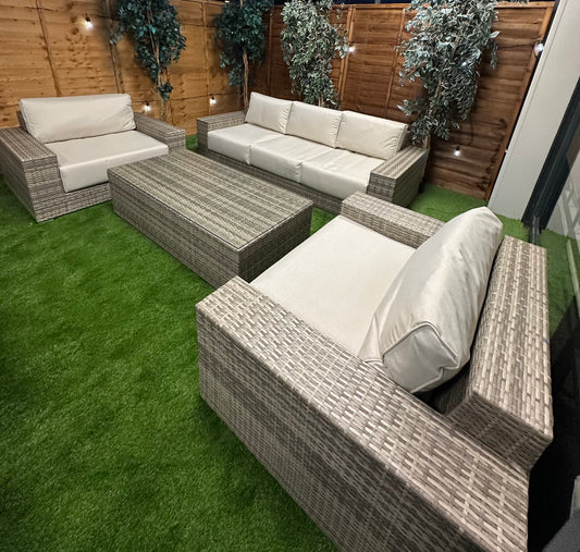 Rattan Champagne Oslo 5 Seat Sofa Set