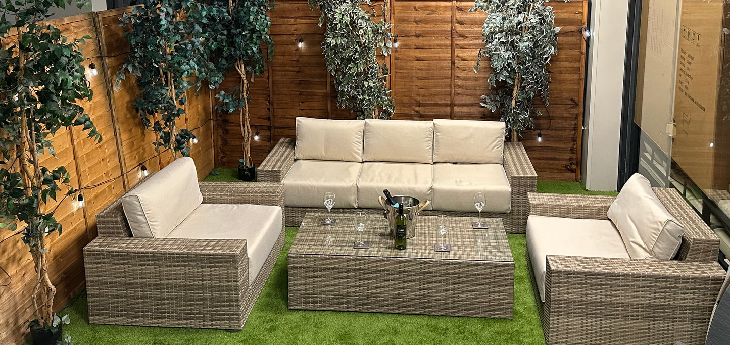 Rattan Champagne Oslo 5 Seat Sofa Set