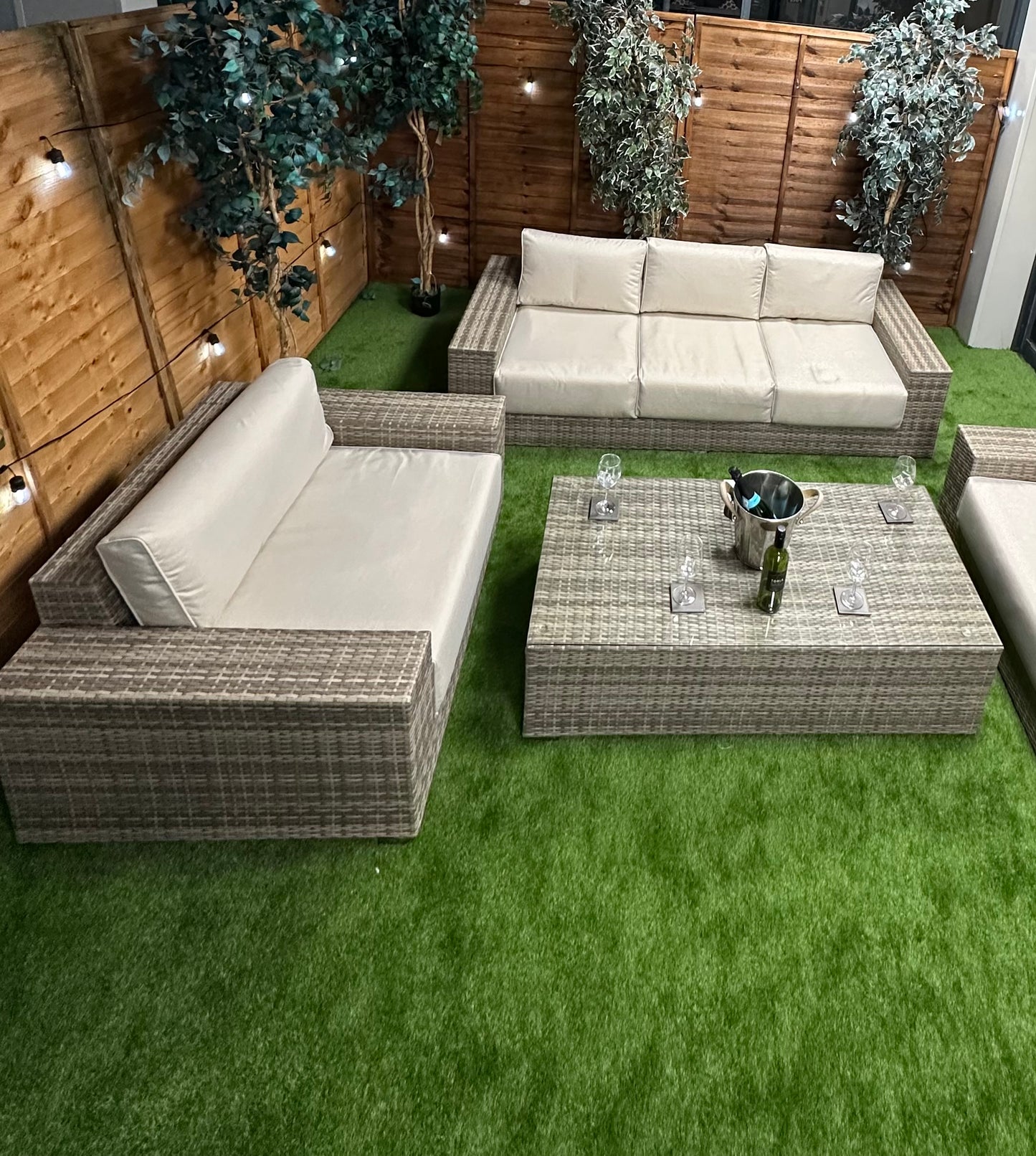 Rattan Champagne Oslo 5 Seat Sofa Set