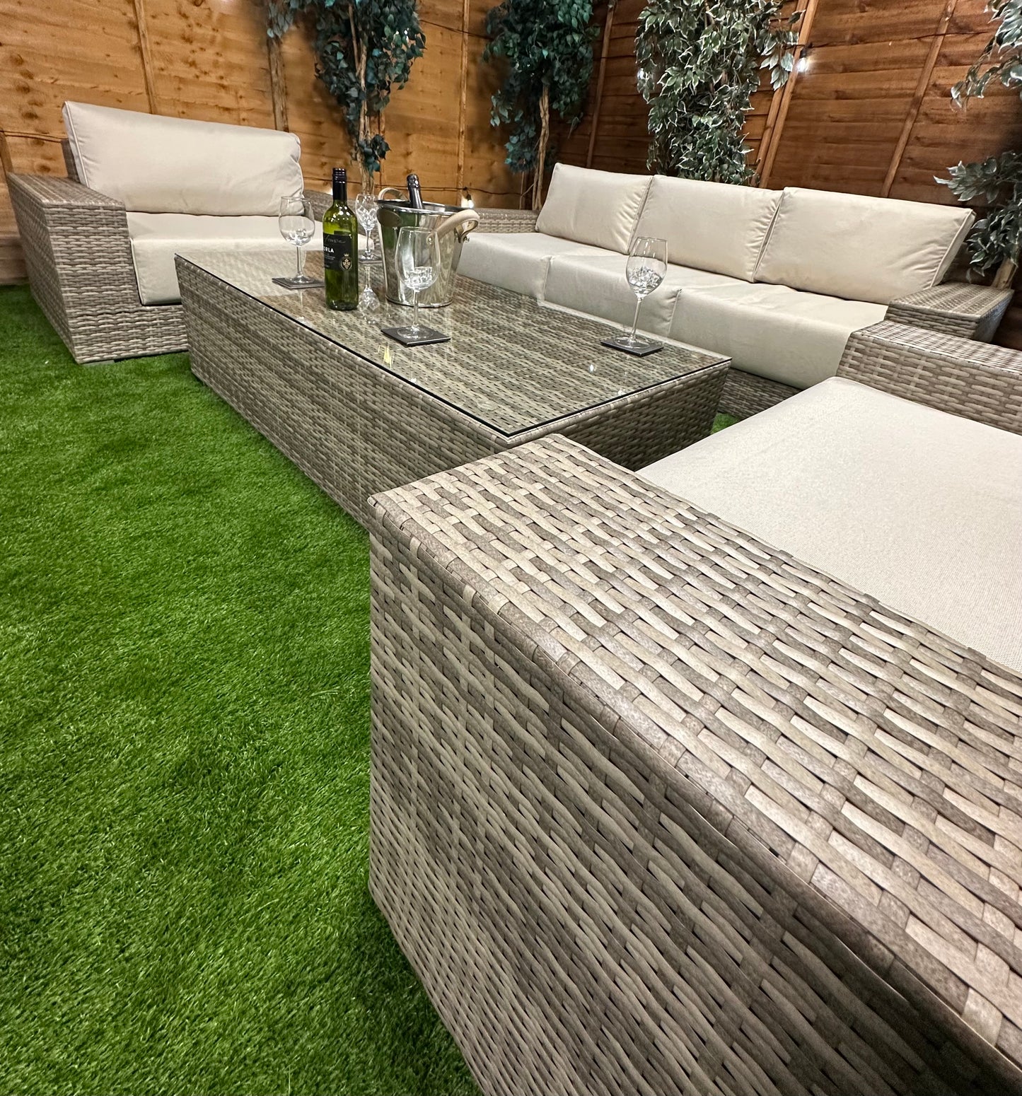 Rattan Champagne Oslo 5 Seat Sofa Set