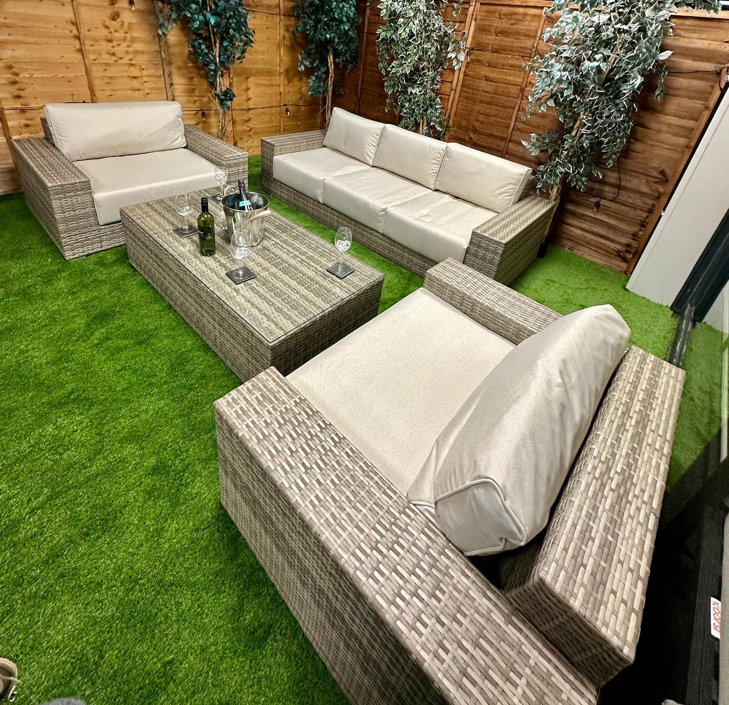 Rattan Champagne Oslo 5 Seat Sofa Set