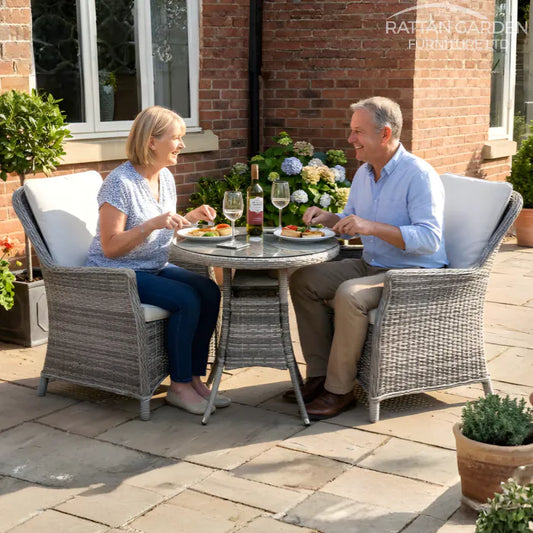 Champagne Rattan Paris Round Bistro Set