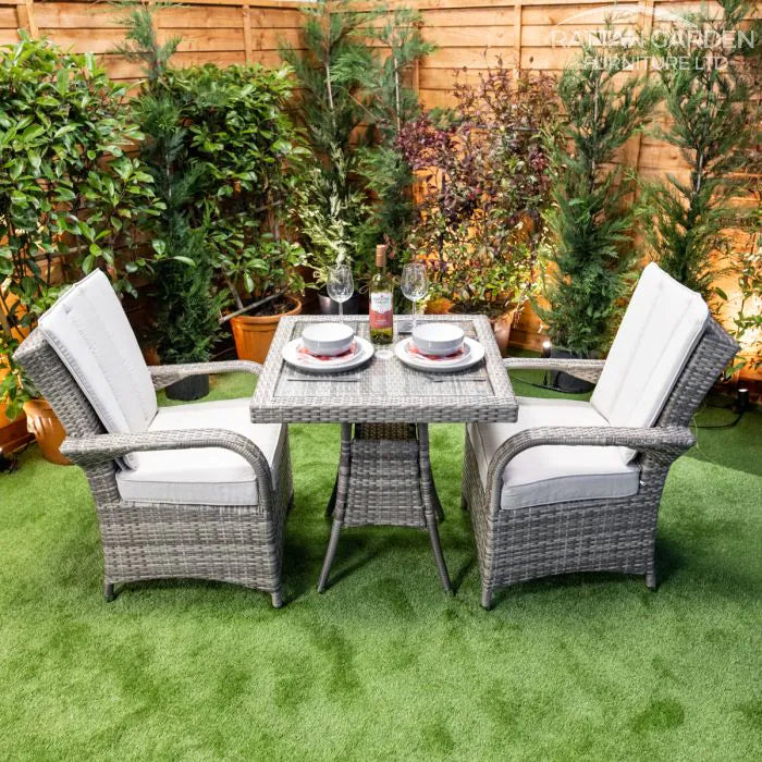 Champagne Rattan Garden Tokyo Square Bistro Table Set
