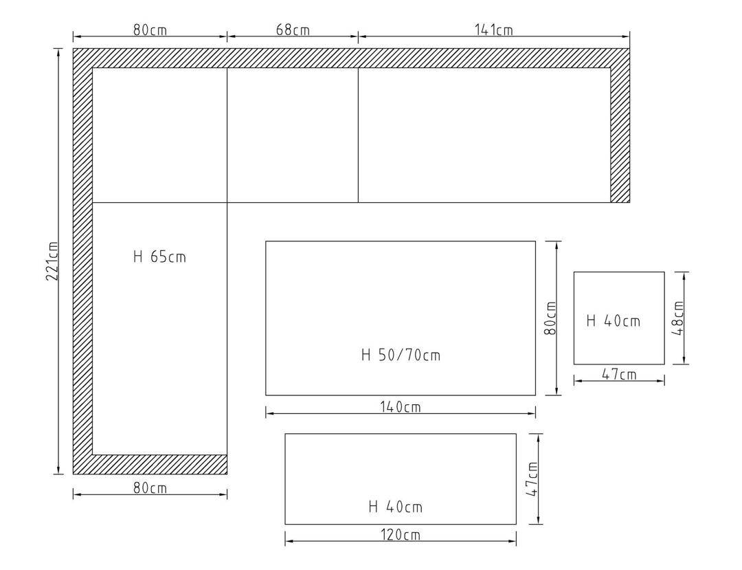 Aluminium Corner Dining Set with Grey Rising Table