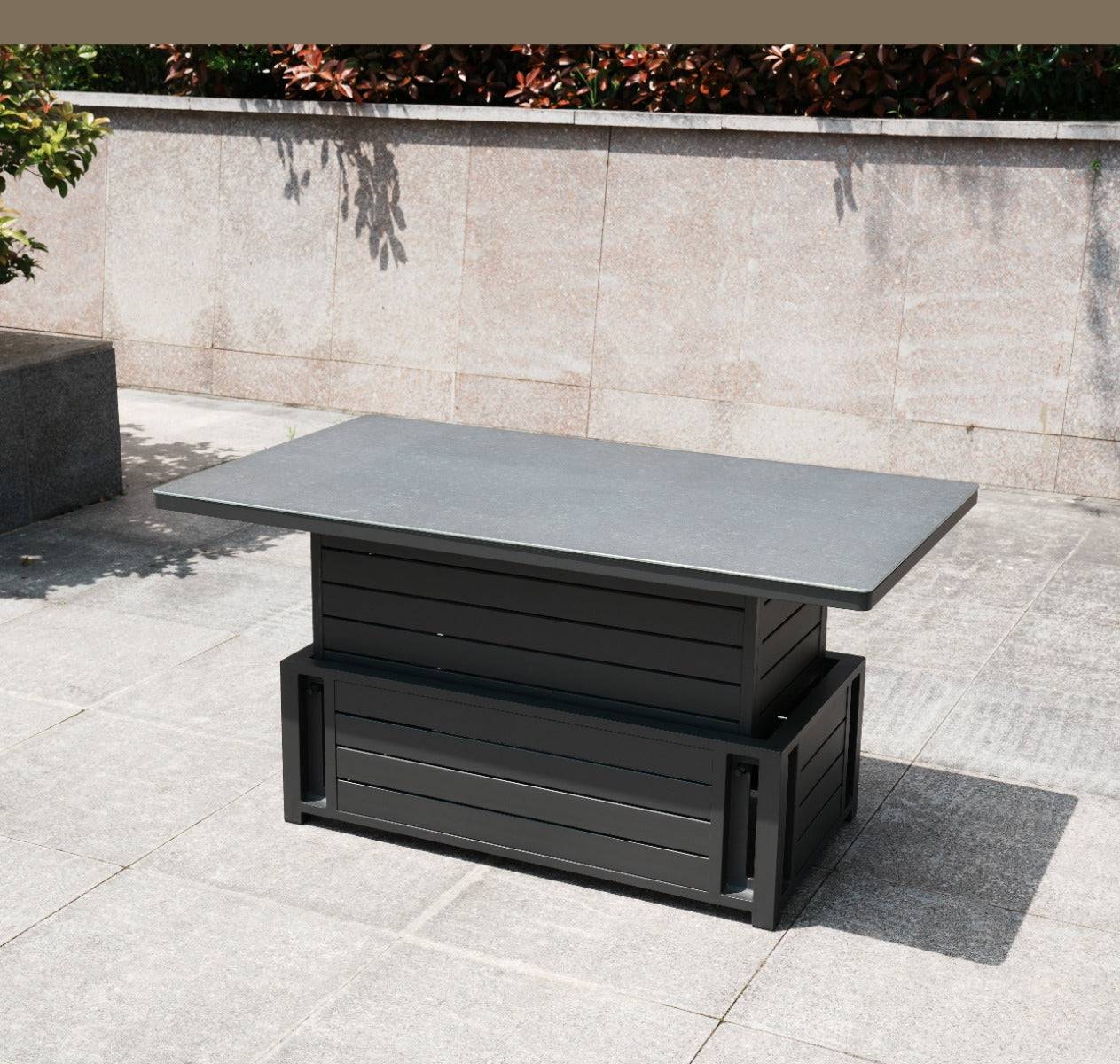 Aluminium Corner Dining Set with Grey Rising Table