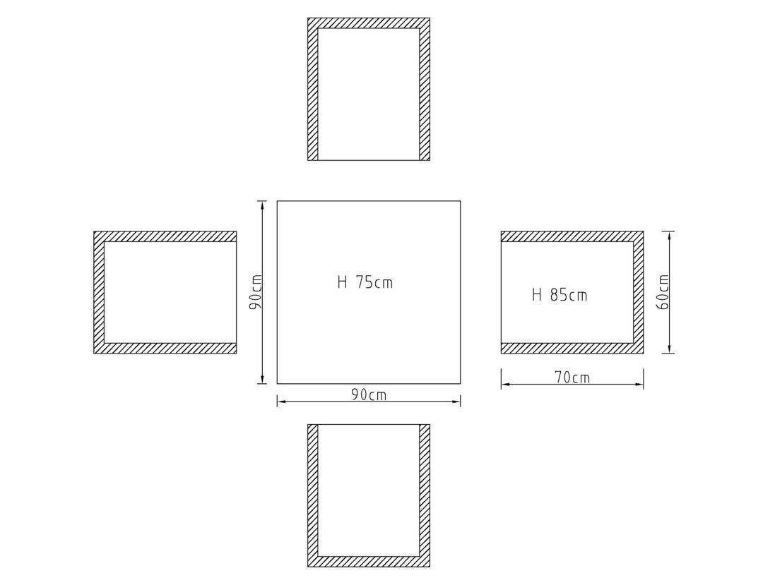 Aluminium Square Outdoor dining table for 4