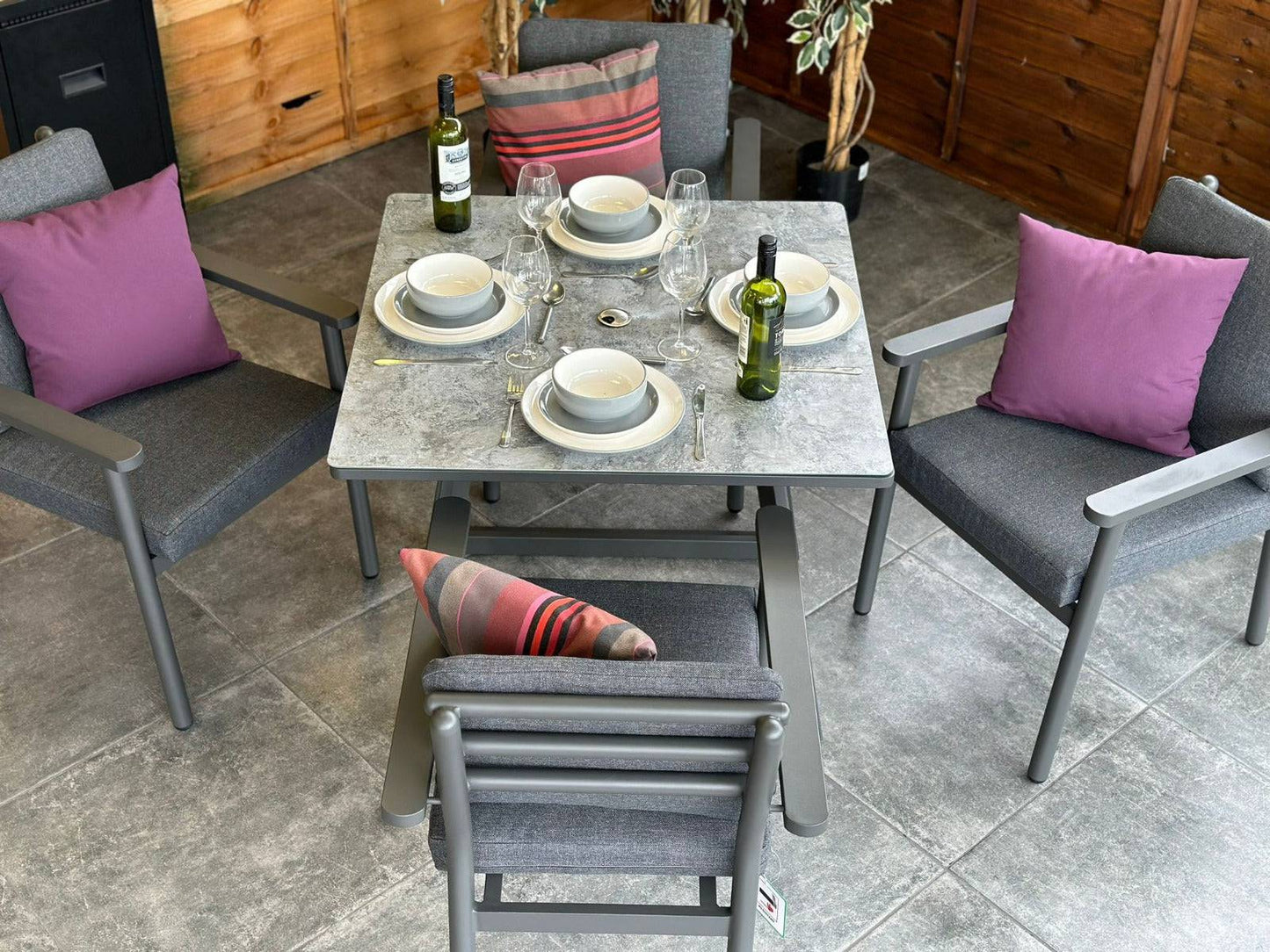 Aluminium Square Outdoor dining table for 4