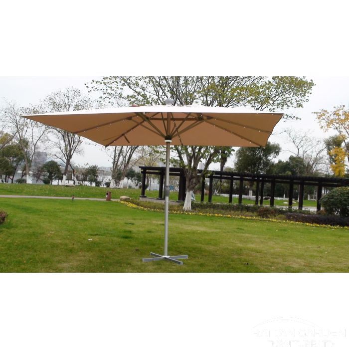 The Ultra 4m x 4m Square LED Fully Remote Parasol in Cream