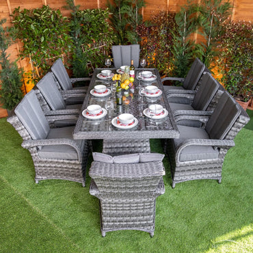 Serena Rattan Tokyo Rectangular 8 Seat Dining Set
