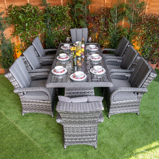 Serena Rattan Tokyo Rectangular 8 Seat Dining Set