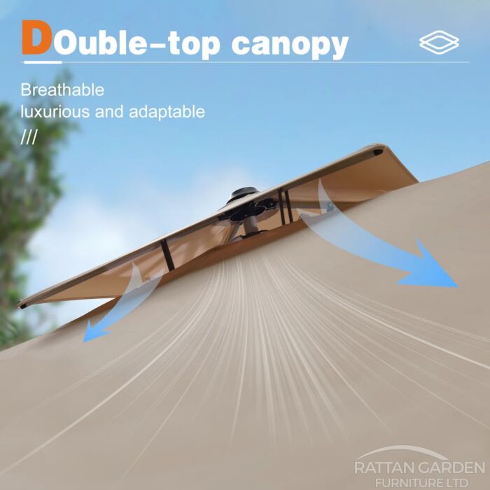 Deluxe 3m Square Cantilever Parasol in Beige with Base