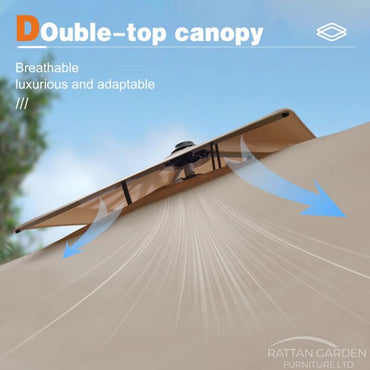 Deluxe 3m Square Cantilever Parasol in Beige with Base