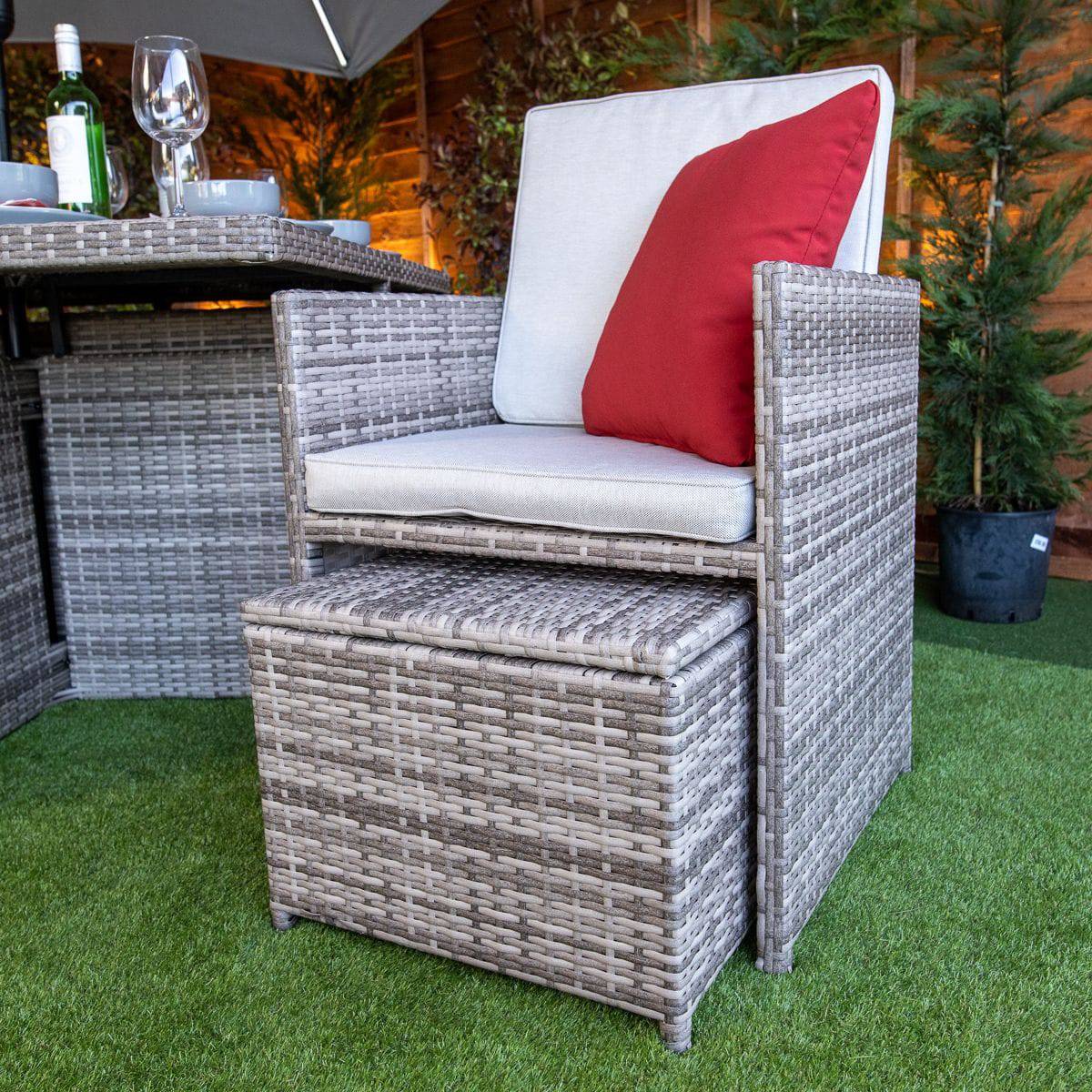 Champagne Rattan 4 Seater Cube With 4 Storage Footstools
