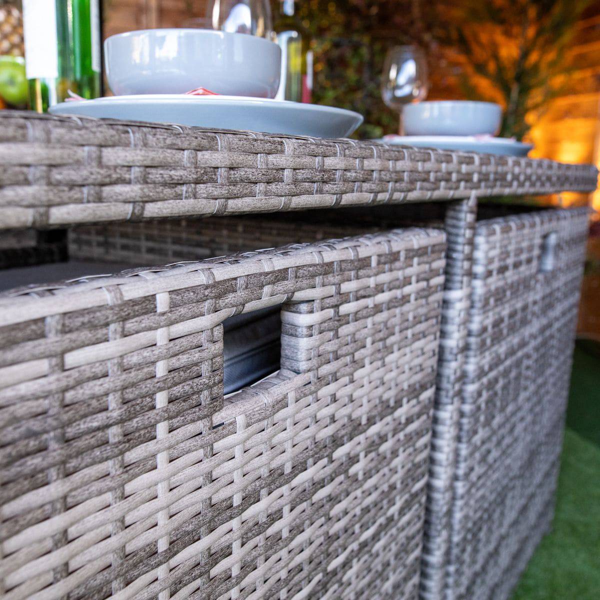 Champagne Rattan 4 Seater Cube With 4 Storage Footstools
